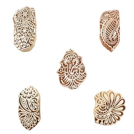 Set of 5 Piece New Mix Wooden Printing Blocks